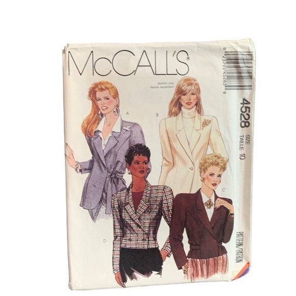 Vintage McCalls 4528 Womens Jacket Sewing Pattern Size 10 uncut - Picture 1 of 2